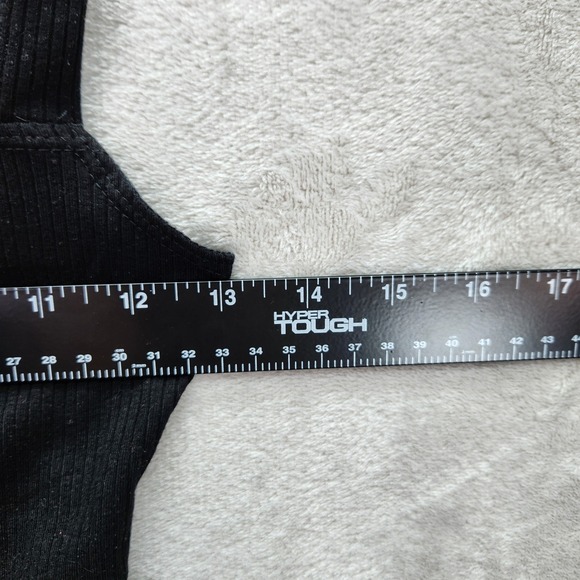 Reformation Crop Tank Top Womens Medium Black Ribbed Knit Fitted Made In USA - Picture 7 of 8